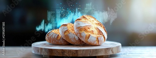 Freshly Baked Bread with Digital Art Concept