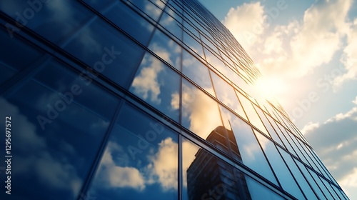 Wallpaper Mural Reflections of a Modern City in Glass Skyscraper Windows under Bright Sky : Generative AI Torontodigital.ca