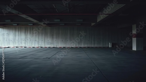 dark and grungy garage car parking with concrete wall and floor, abandoned, vehicle
