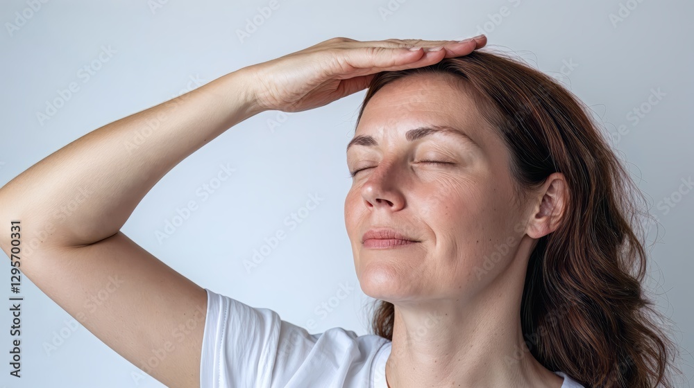 Generative AI, Serene Woman Enjoying Sunlight with Eyes Closed Generative AI, Serene Woman Enjoying Sunlight with Eyes Closed