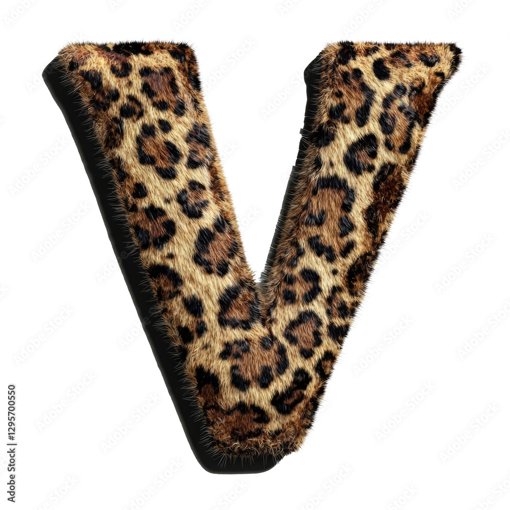 custom made wallpaper toronto digital3D Leopard Print Letter V Animal Print Font Realistic Fur Texture Alphabetical Character