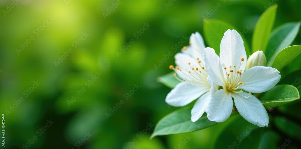 Delicate white azalea blooms unfolding on a lush green shrub, white azalea, botanical Delicate white azalea blooms unfolding on a lush green shrub, white azalea, botanical