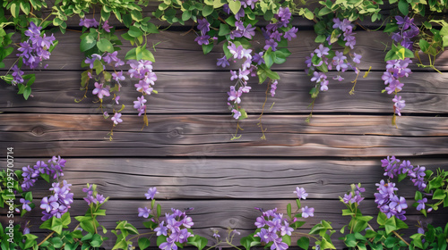 High-Resolution Wooden Wall with Garlic Vine – Ultra-HD Rustic Floral Texture