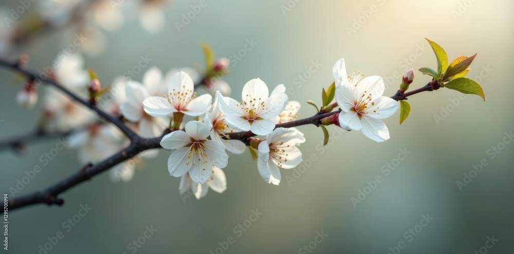 Delicate white blooms on a slender tree branch, blossoms, nature, trees Delicate white blooms on a slender tree branch, blossoms, nature, trees