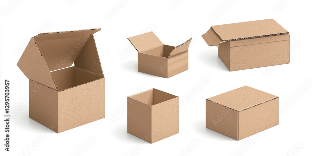 Cardboard Box Variations Open and Closed Cardboard Box Variations Open and Closed