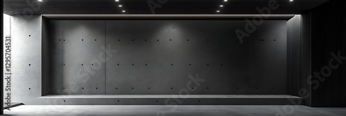 Modern Concrete Display: A minimalist and modern interior space, showcasing a concrete wall backdrop with subtle lighting, exuding an industrial and sophisticated aesthetic.