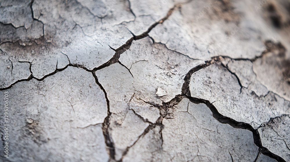 Fototapeta premium Dried Cracked Earth Surface Highlighting the Effects of Drought in an Arid Landscape : Generative AI