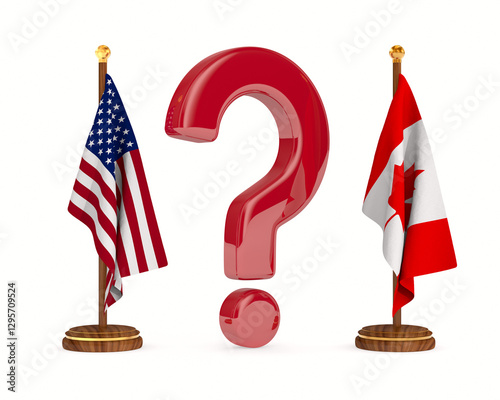 American and Canadian flag ...