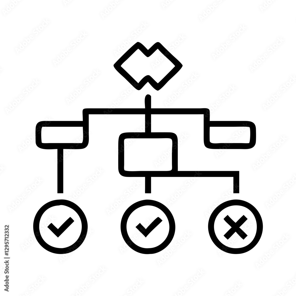 decision tree icon, decision tree line art - simple line art of decision tree, perfect for decision tree logos and icons