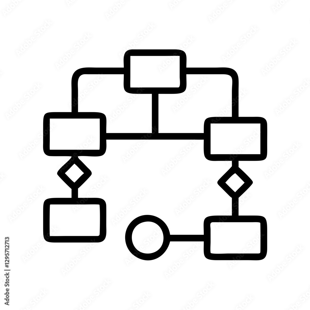 flowchart icon, flowchart line art - simple line art of flowchart, perfect for flowchart logos and icons flowchart icon, flowchart line art - simple line art of flowchart, perfect for flowchart logos and icons