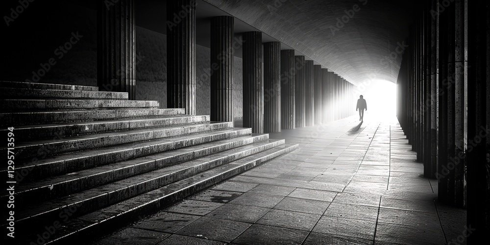 Fototapeta premium Abstract Art, Simple Lines, Monochrome Background,