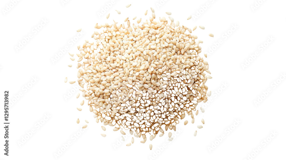 Pile of sesame seeds falling on transparent background Pile of sesame seeds falling on transparent background
