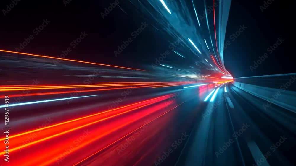 Abstract Night Lightspeed Tunnel