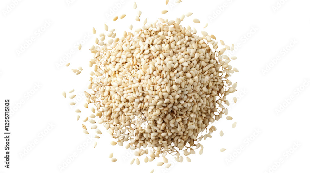 Pile of sesame seeds falling on transparent background Pile of sesame seeds falling on transparent background