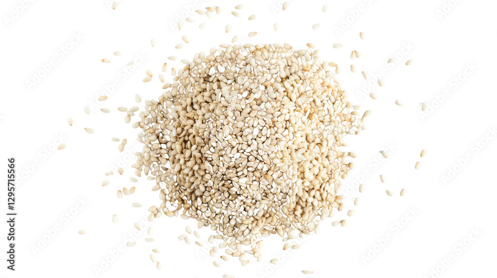 Pile of sesame seeds falling on transparent background Pile of sesame seeds falling on transparent background