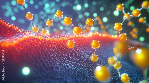 Close-up of Ectoin Molecules Protecting Skin from Environmental Damage