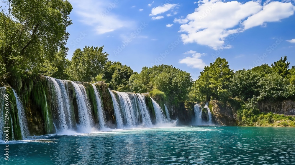 Obraz premium stunning waterfall cascading down the steep cliff