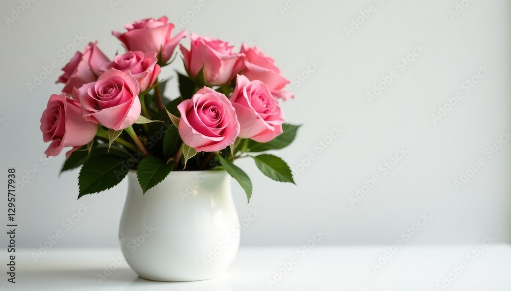 Simple yet striking rose flowers in a plain white container, elegant, flower, arrangement Simple yet striking rose flowers in a plain white container, elegant, flower, arrangement