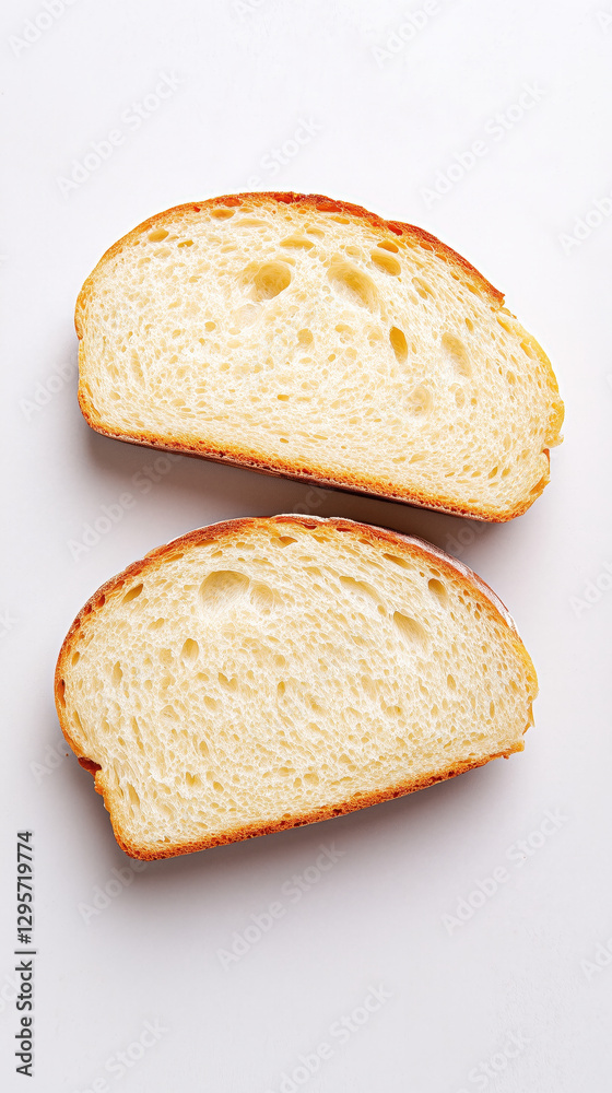 Freshly sliced bread showcasing soft texture and golden crust Freshly sliced bread showcasing soft texture and golden crust