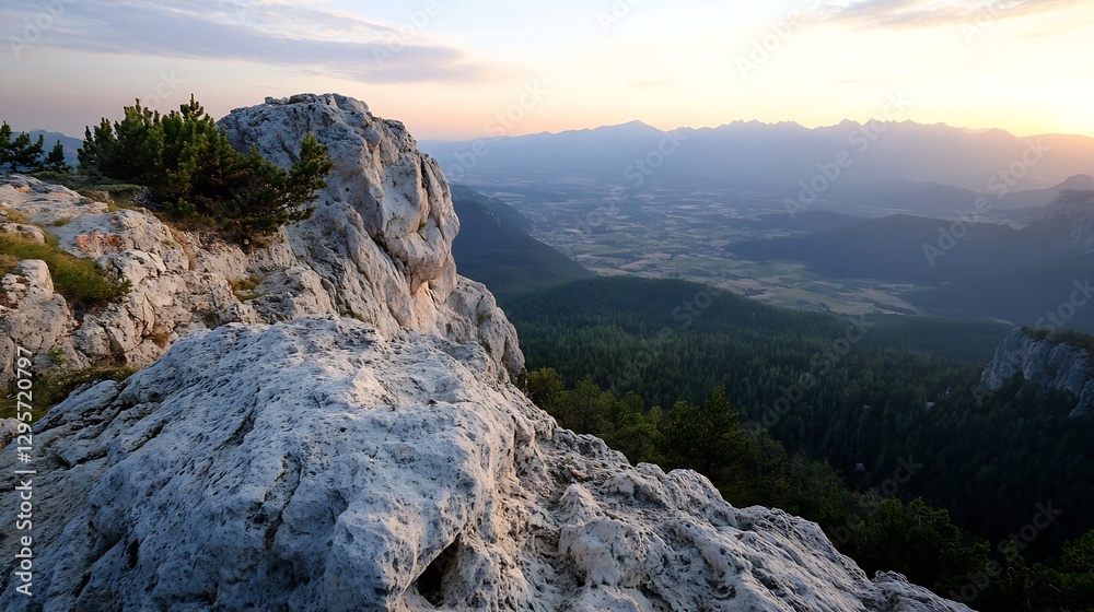 Fototapeta premium Breathtaking Mountain View at Sunset Overlooking the Valley : Generative AI