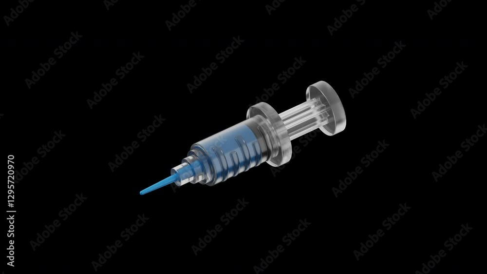 3d syringe icon alpha channel transparent background looping animation video with the same duration. 3d render. 3d syringe icon alpha channel transparent background looping animation video with the same duration. 3d render.