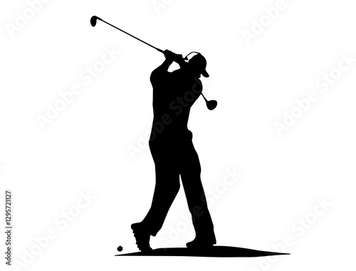 silhouette of golf player