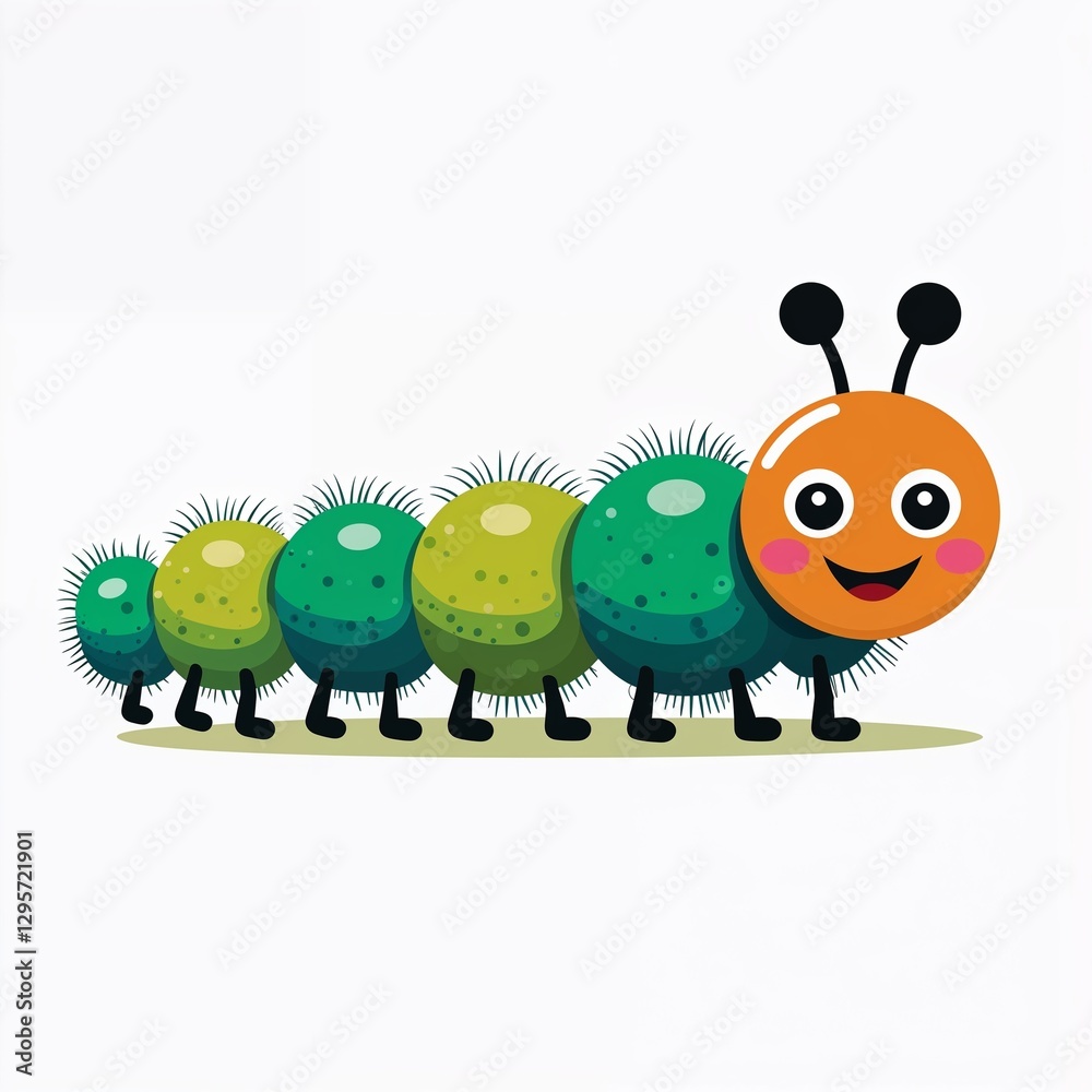 caterpillar on plain white background childish style illustration