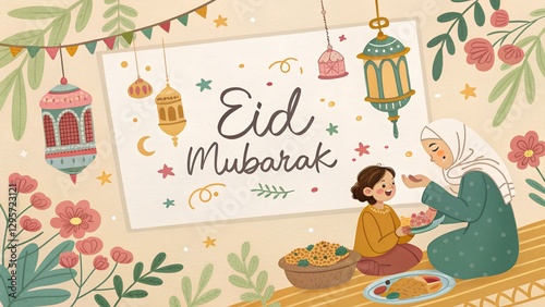 vector illustration of a EID UL FITAR 