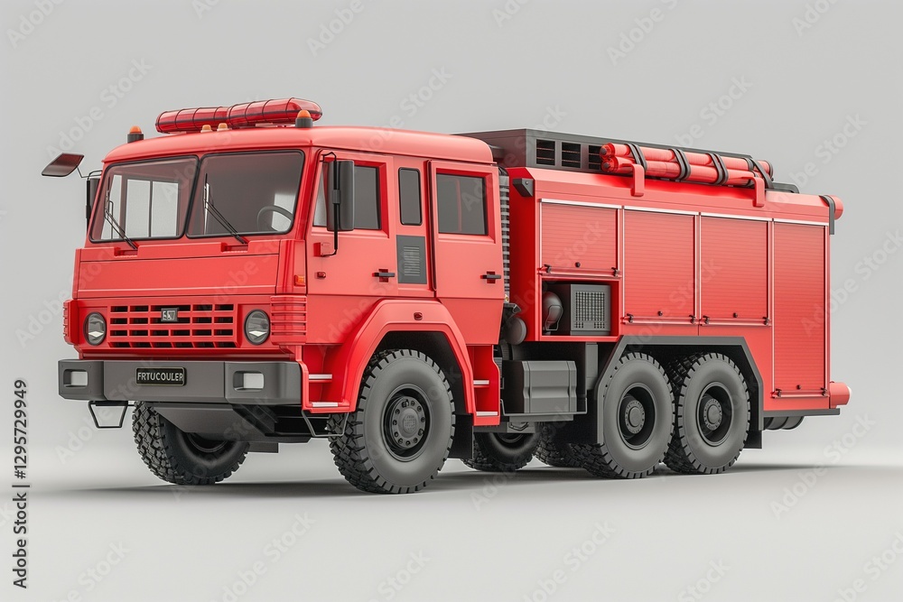 A striking red fire truck with an impressive design, ready for action. A striking red fire truck with an impressive design, ready for action.