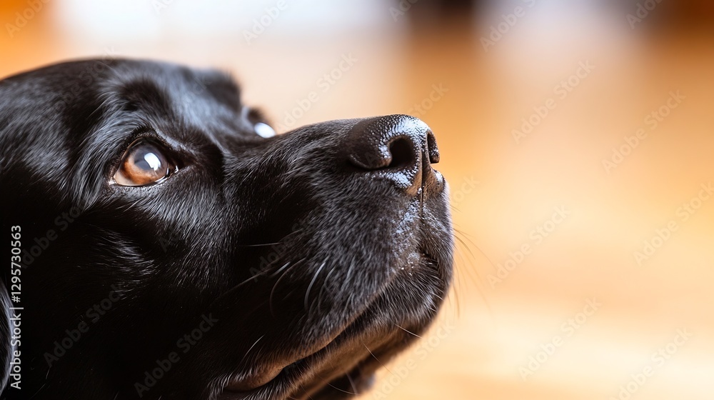 Adorable Black Dog Looking Up with Sparkling Brown Eyes : Generative AI Adorable Black Dog Looking Up with Sparkling Brown Eyes : Generative AI