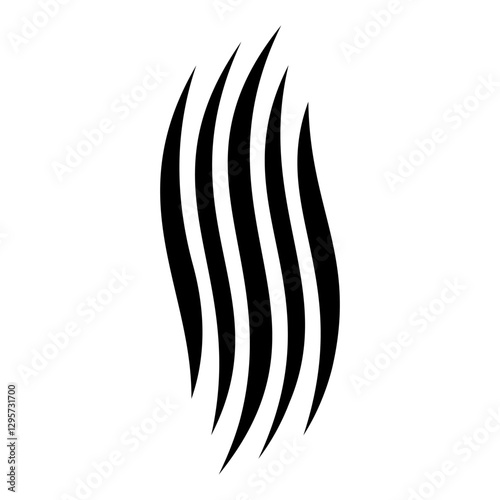 Elegant black swirls, graceful curves aroma logo, warm smoke vapor