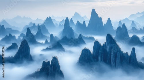 Wallpaper Mural Misty Mountain Range Landscape Torontodigital.ca