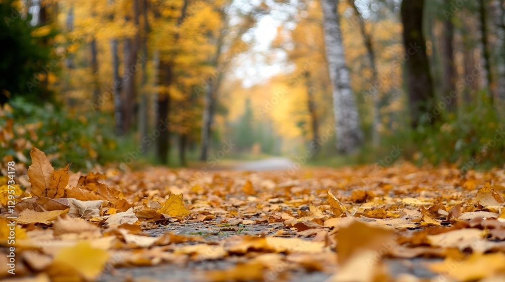 Scenic autumn landscape filled with vibrant foliage and leaves along a tranquil path : Generative AI Scenic autumn landscape filled with vibrant foliage and leaves along a tranquil path : Generative AI