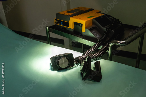 Obraz na płótnie Defibrillator machine preparing for emergency case in operating theater w salonie