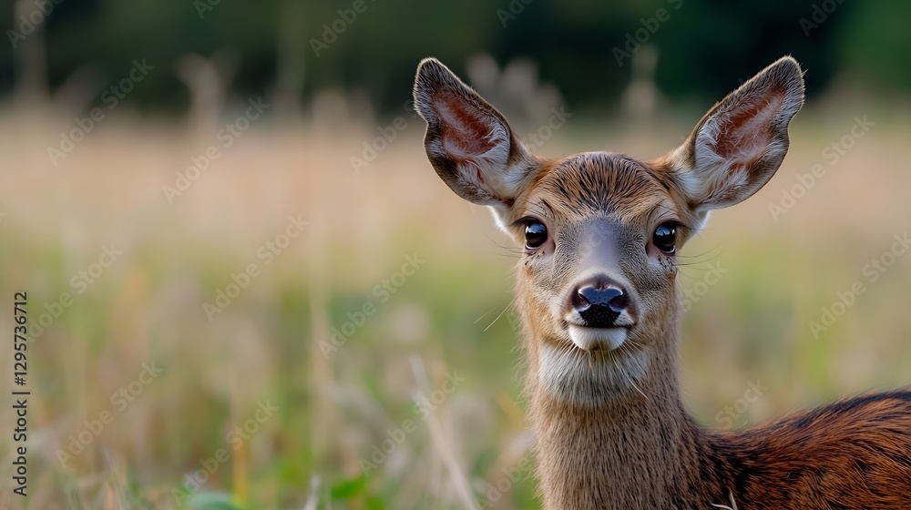 Close Up of a Young Deer with Big Ears Looking Directly at the Camera : Generative AI Close Up of a Young Deer with Big Ears Looking Directly at the Camera : Generative AI