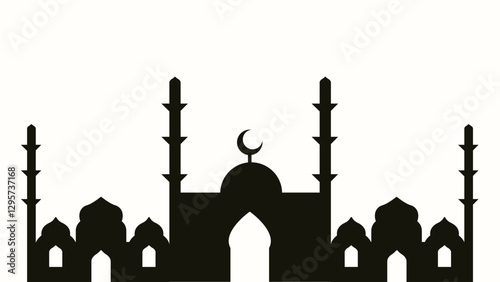 silhouette of the mosque vector stock illustration