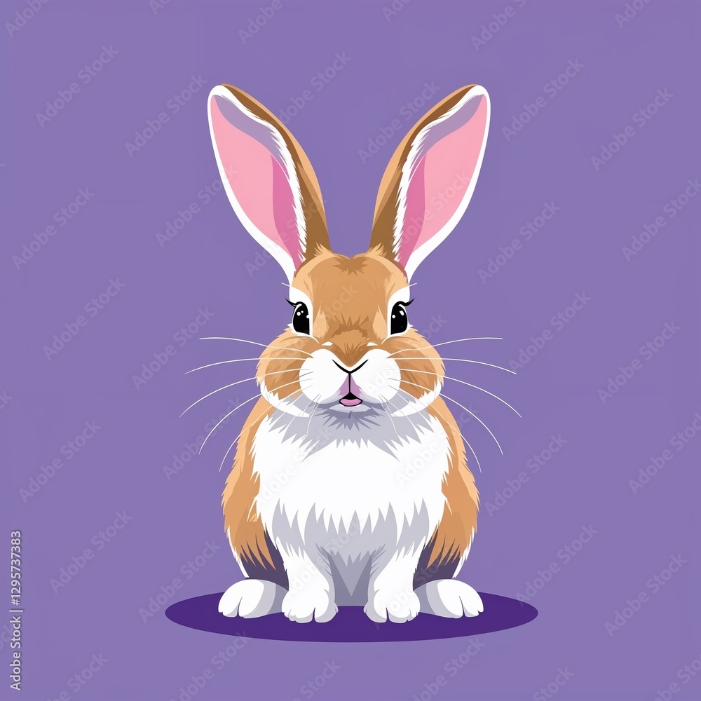 Obraz premium rabbit on plain purple background childish style illustration