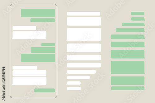 Messenger app screen template. Mobile phone chat eps 10 vector illustration. Phone correspondence sample image. Message flat picture