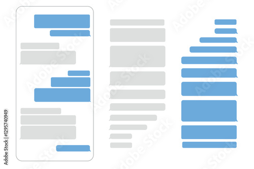 Messenger app screen template. Mobile phone chat eps 10 vector illustration. Phone correspondence sample image. Message flat picture