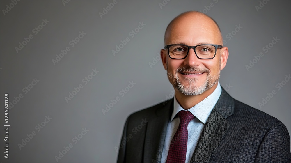 Smiling Businessman in Suit and Glasses with Professional Attitude : Generative AI Smiling Businessman in Suit and Glasses with Professional Attitude : Generative AI
