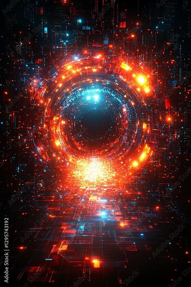 Obraz premium A futuristic background with a glowing circle in the middle of it