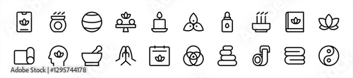 Set of Yoga icons. 20 sets of Yoga icons. Wayfinding icons. Simple line style Yoga icons	

