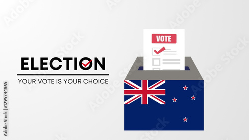  New Zealand election 2025 concept, democracy, flag. Vector icon illustration