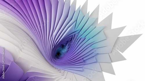  a captivating spiral of layered paper in soothing purple and white hues