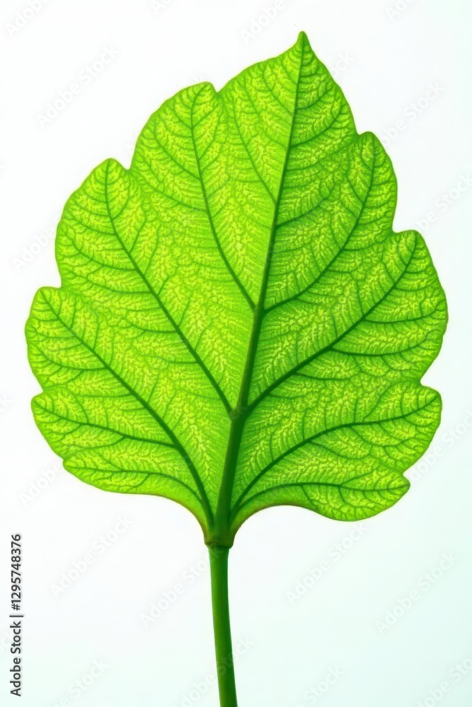 Fototapeta premium Intricate vein detail of Ginkgo Biloba leaf against pure white , design, green, ginkgo