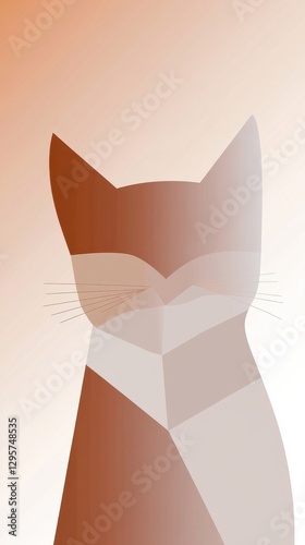 Stylized Minimalist Cat Illustration in Warm Tones for Modern Home Decor