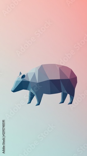 Geometric bear illustration in pastel colors, ideal for modern design and digital art projects.