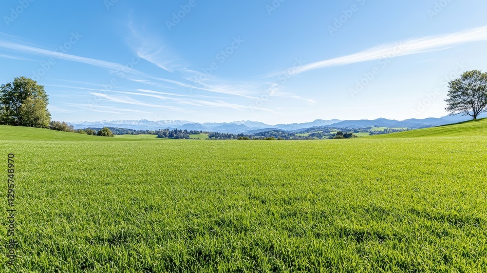 Exploring a vast meadow nature landscape open field scenic view lush green grass Exploring a vast meadow nature landscape open field scenic view lush green grass