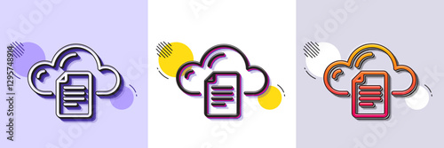 File data storage line icon. Halftone dotted pattern. Gradient icon with grain shadow. Cloud computing sign. Document hosting technology symbol. Line file storage icon. Various designs. Vector
