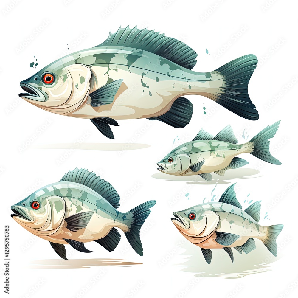 Fototapeta premium Minimalistic Halibut Illustration Isolated on a White Background